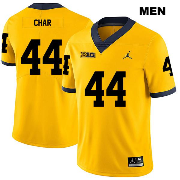 Men's NCAA Michigan Wolverines Jared Char #44 Yellow Jordan Brand Authentic Stitched Legend Football College Jersey PU25G85OM